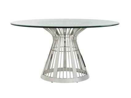 Riviera Stainless Dining Table With 60 Inch Glass Top